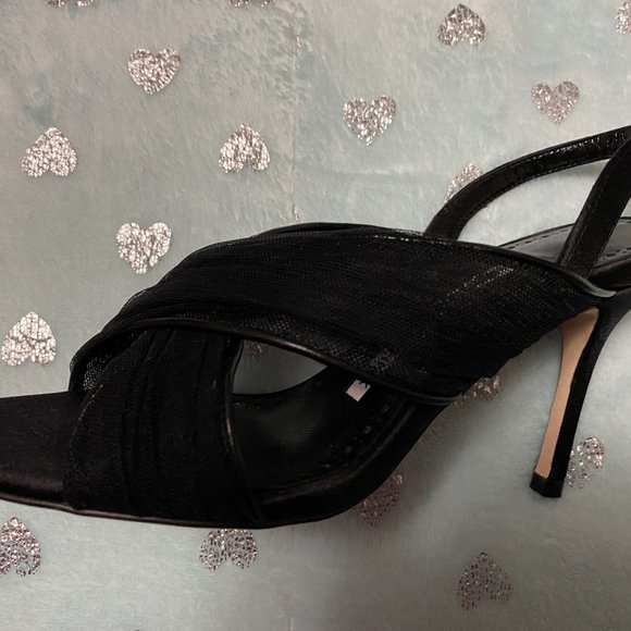 MANOLO BLAHNIK Black criss-cross Heels sz 5-NIB - Picture 5 of 9